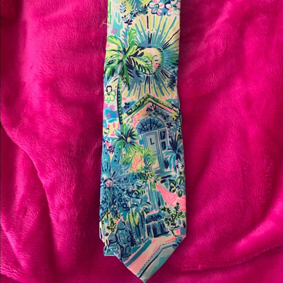 Men's Lilly Pulitzer Silk Tie Lilly’s House - Picture 3 of 4